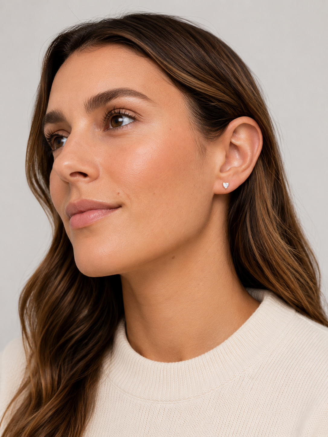 Heart Solitaire Stud Earrings