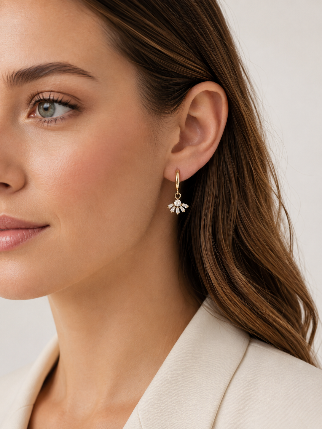Sunburst Drop Huggie Earrings