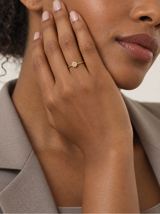 Bezel Solitaire Open Ring