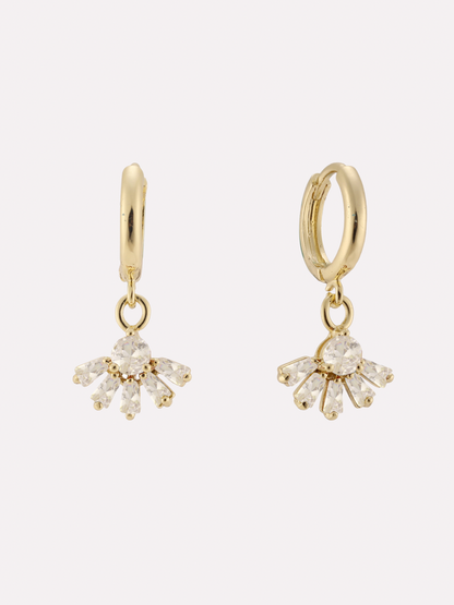 Sunburst Drop Huggie Earrings