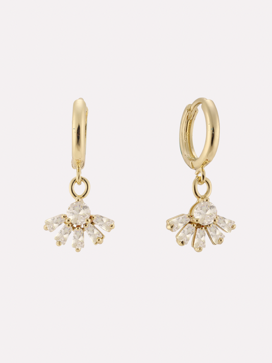 Sunburst Drop Huggie Earrings