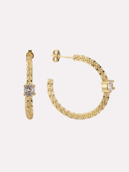 Textured CZ Hoop Earrings
