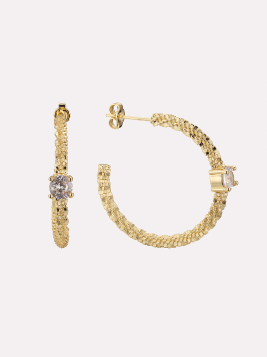 Textured CZ Hoop Earrings