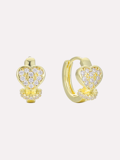 Pavé Heart Huggie Earrings