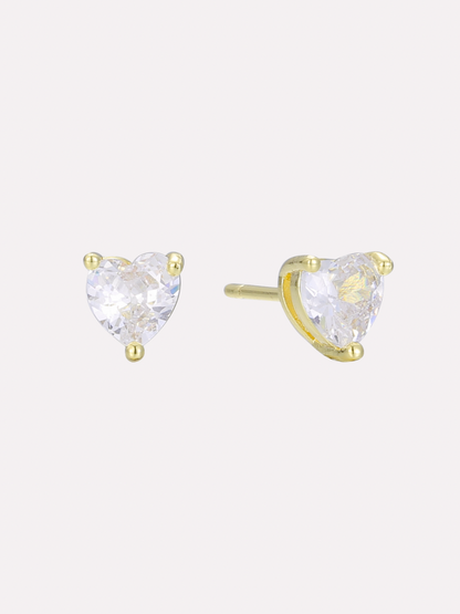 Heart Solitaire Stud Earrings