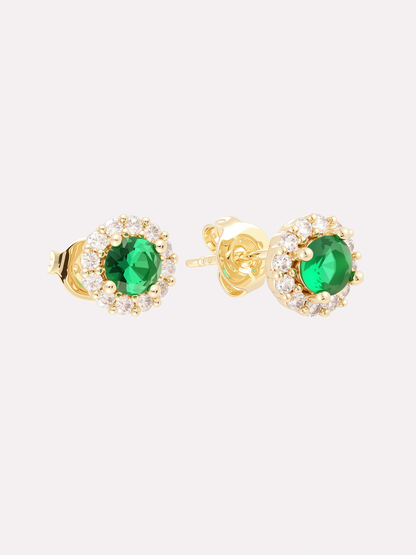 Green Halo Stud Earrings