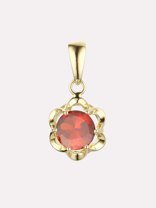 Floral Solitaire CZ Pendant