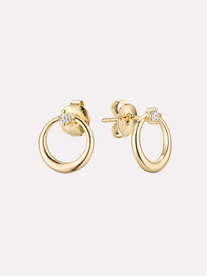 Solitaire Circle Stud Earrings