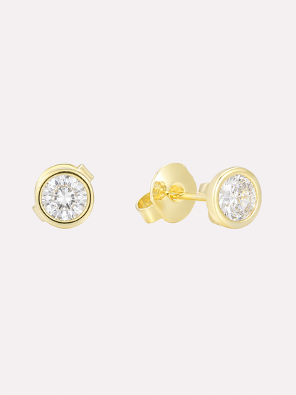 Bezel CZ Stud Earrings