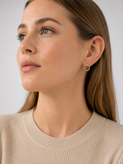 Solitaire Circle Stud Earrings