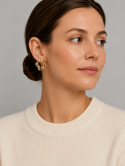 Openwork Geometric Stud Earrings