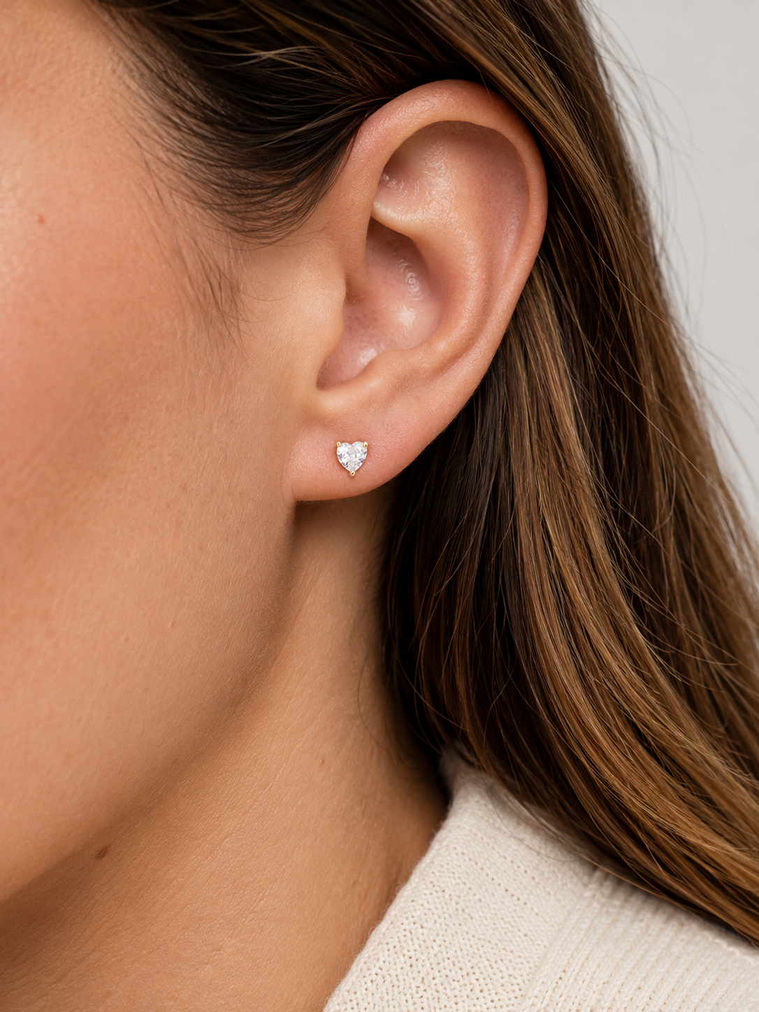 Heart Solitaire Stud Earrings