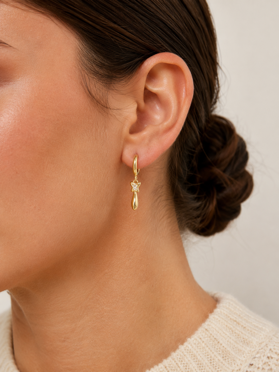 Star Drop Huggie Earrings