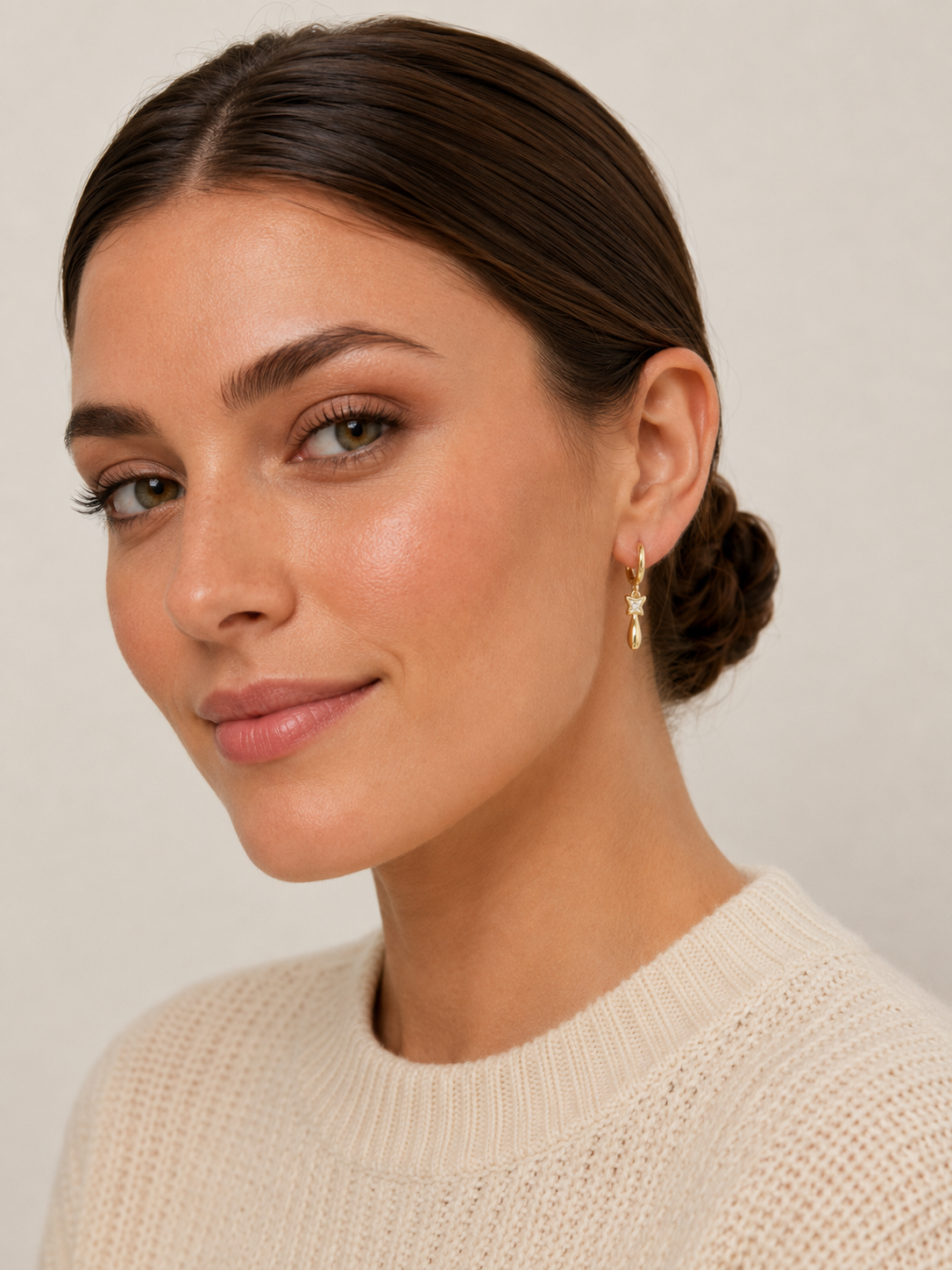 Star Drop Huggie Earrings
