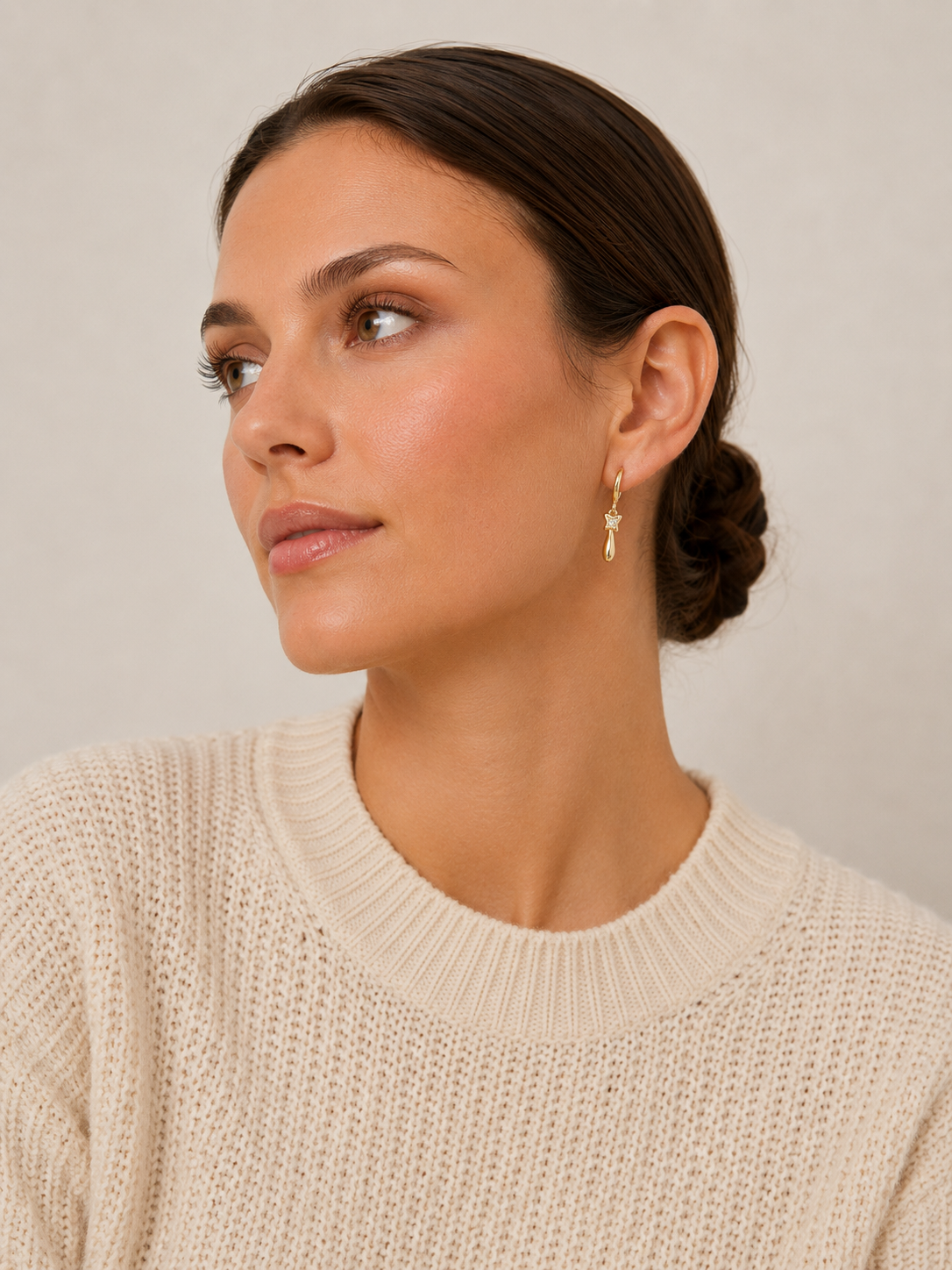 Star Drop Huggie Earrings