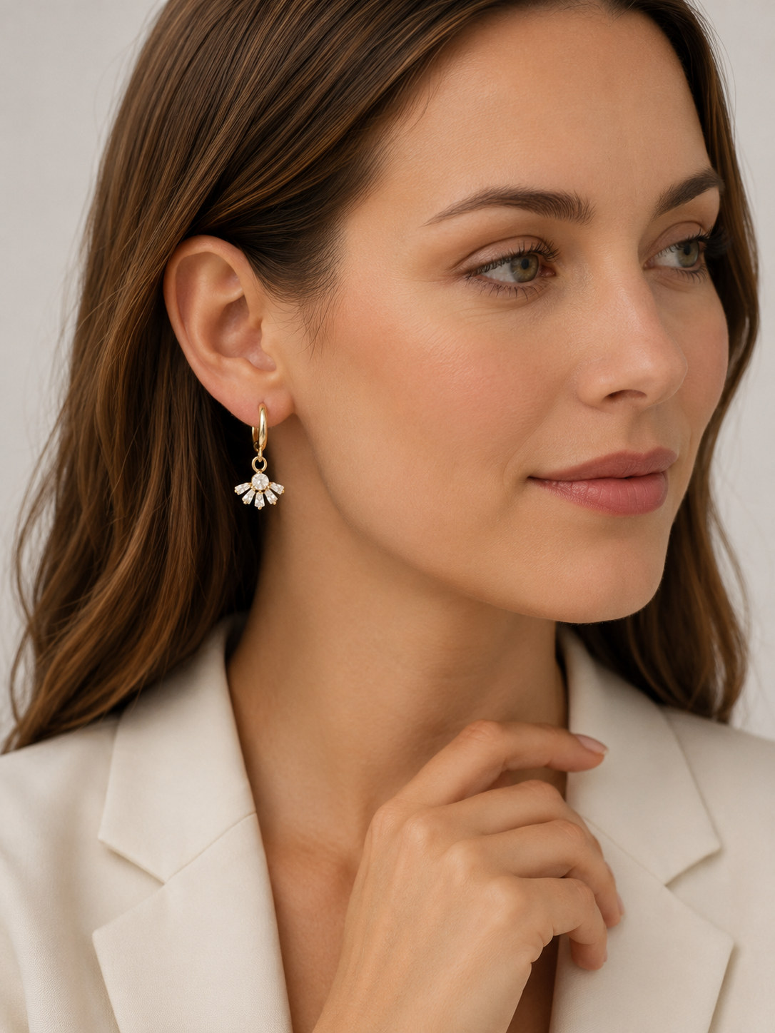 Sunburst Drop Huggie Earrings