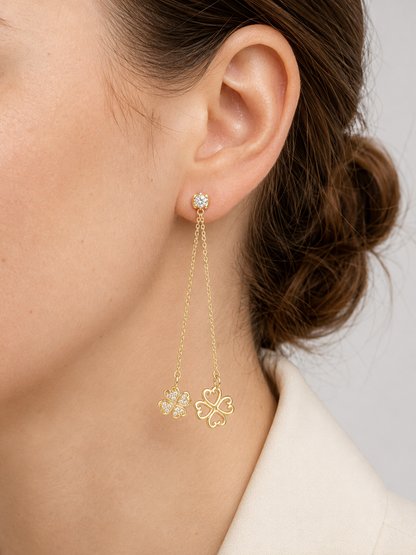 Clover Chain Drop Earrings