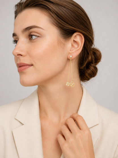 Clover Chain Drop Earrings
