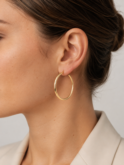 Slender Oval Hoop Earrings