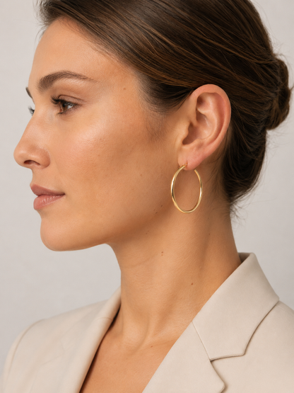 Slender Oval Hoop Earrings
