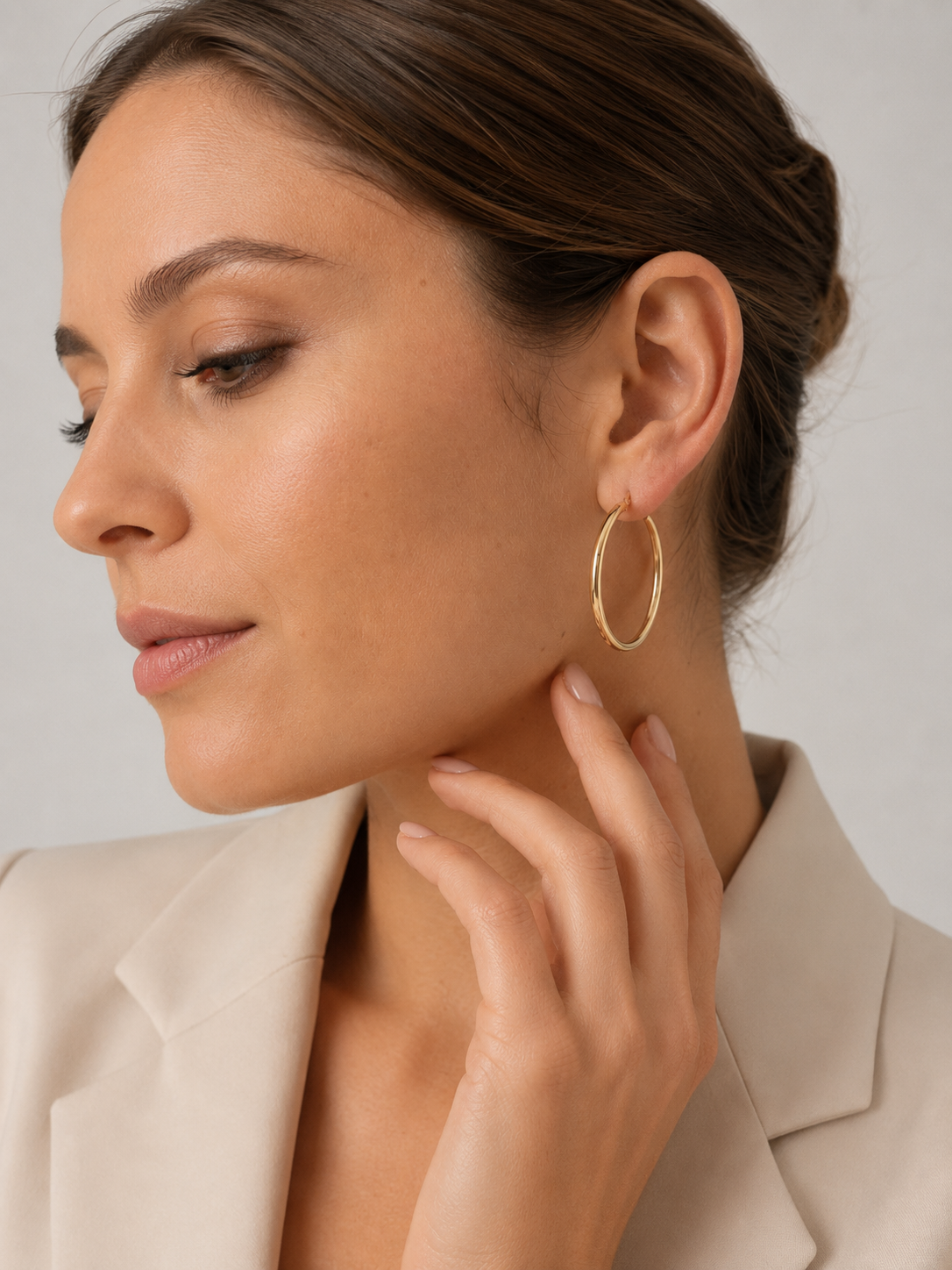 Slender Oval Hoop Earrings