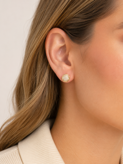 Pavé Round Stud Earrings