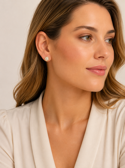 Pavé Round Stud Earrings