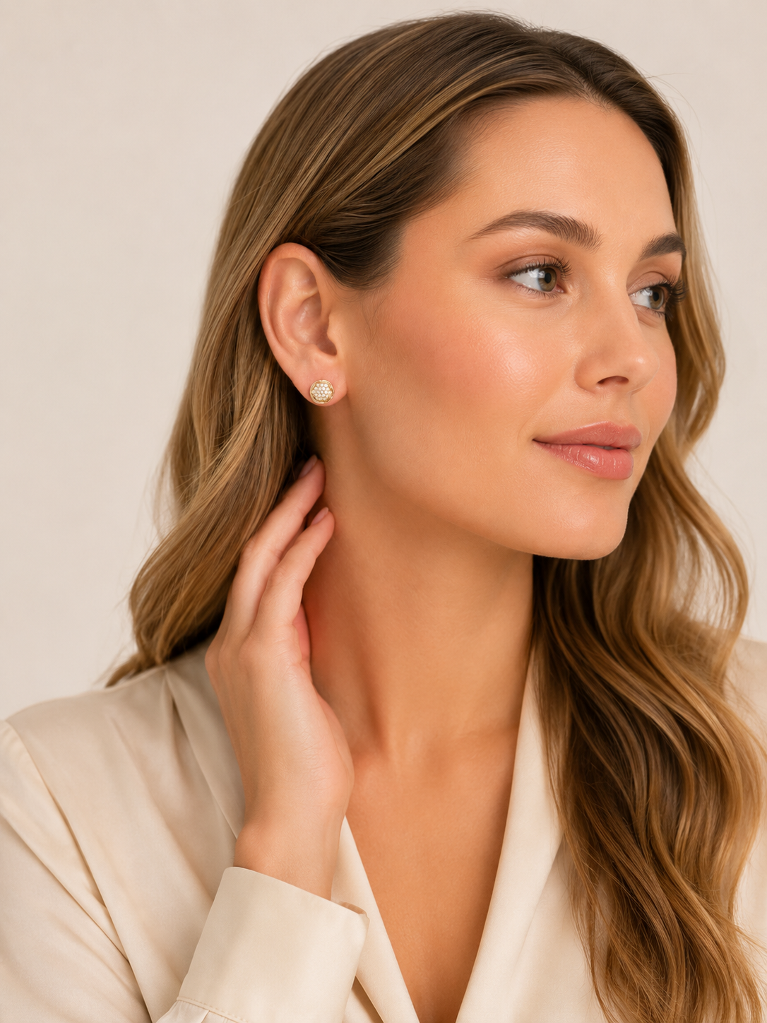Pavé Round Stud Earrings