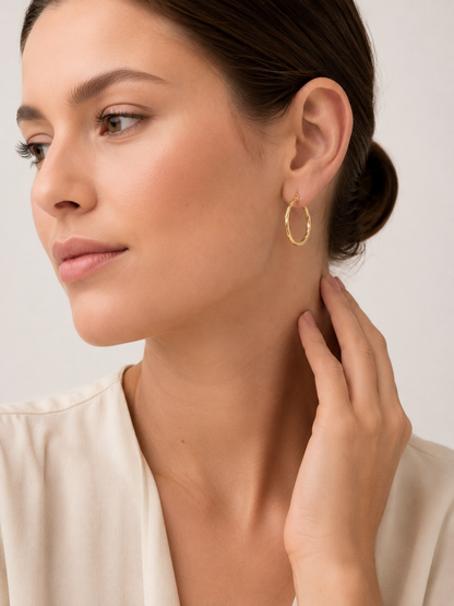 Twisted Facet Hoop Earrings
