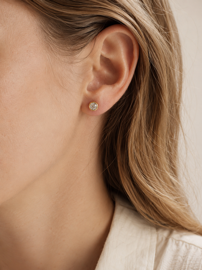 Bezel CZ Stud Earrings