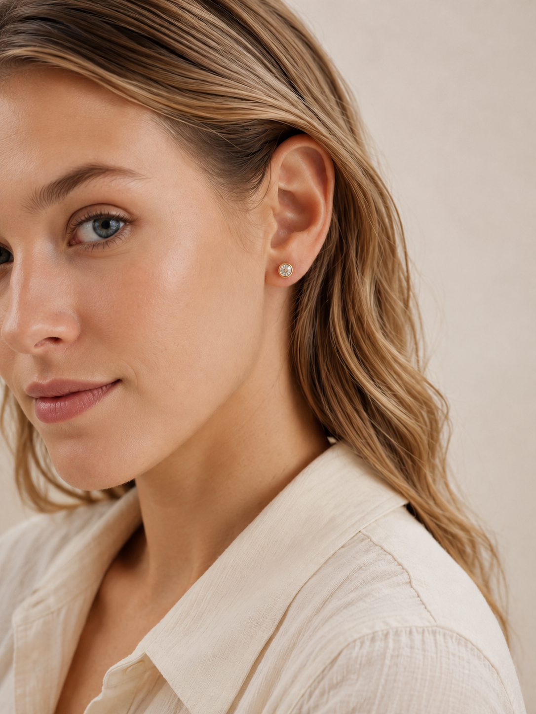 Bezel CZ Stud Earrings