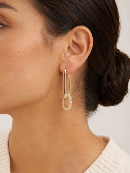 Pavé Link Hoop Earrings