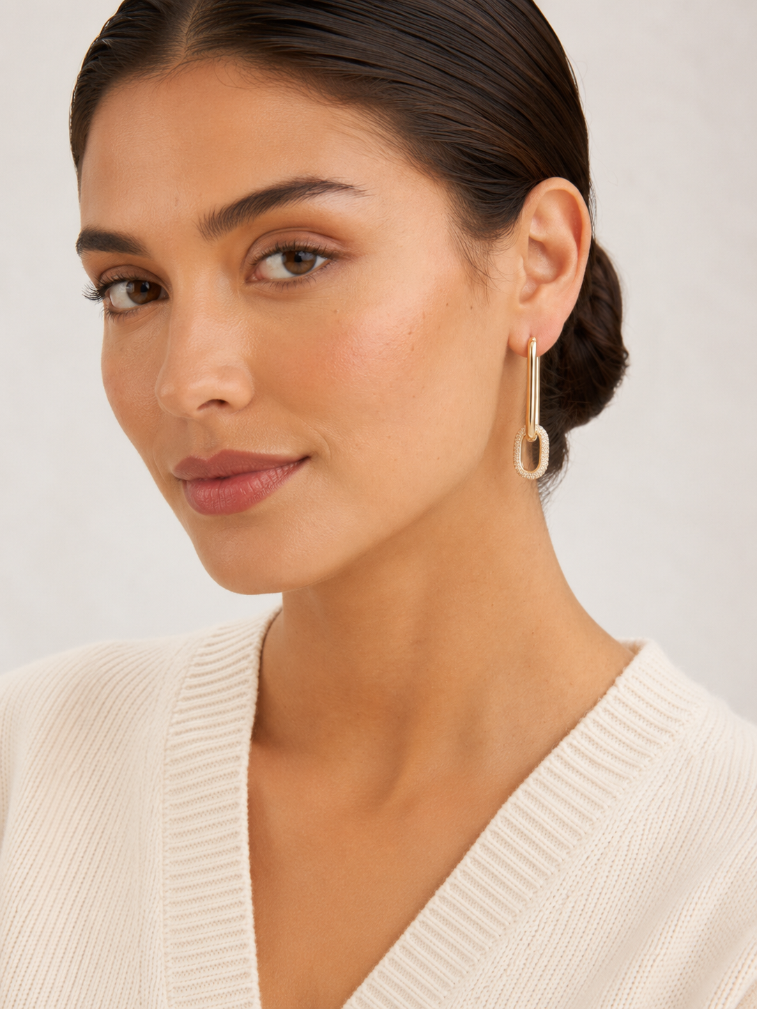 Pavé Link Hoop Earrings