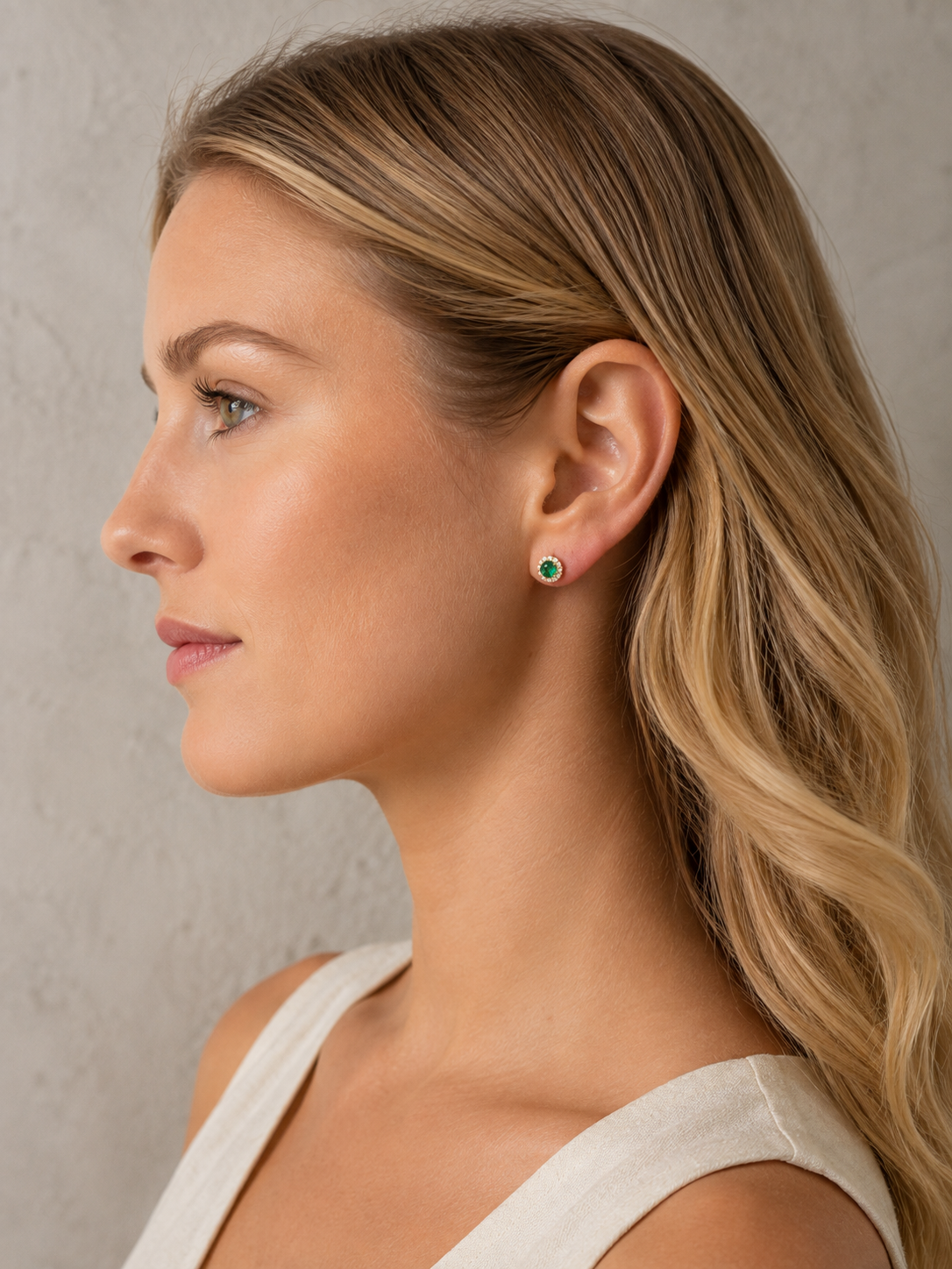 Green Halo Stud Earrings