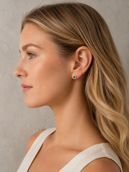 Green Halo Stud Earrings