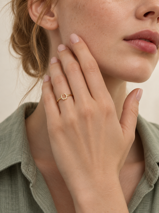 Pavé Horseshoe CZ Ring