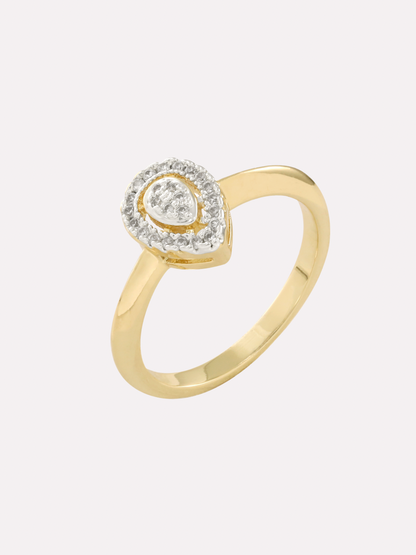Pear Halo CZ Ring